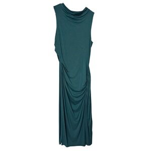 Anthropologie Teal Ruched Draped Sleeveless Modal Maxi Dress Large